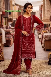 Premium Sada Bahar Four Piece - Maroon