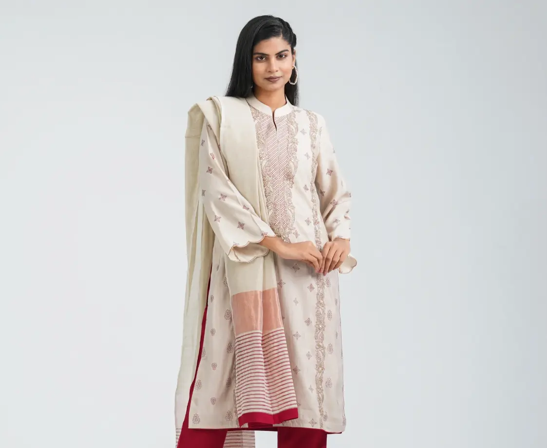 Women’s Silk Embroidery Three Piece Set